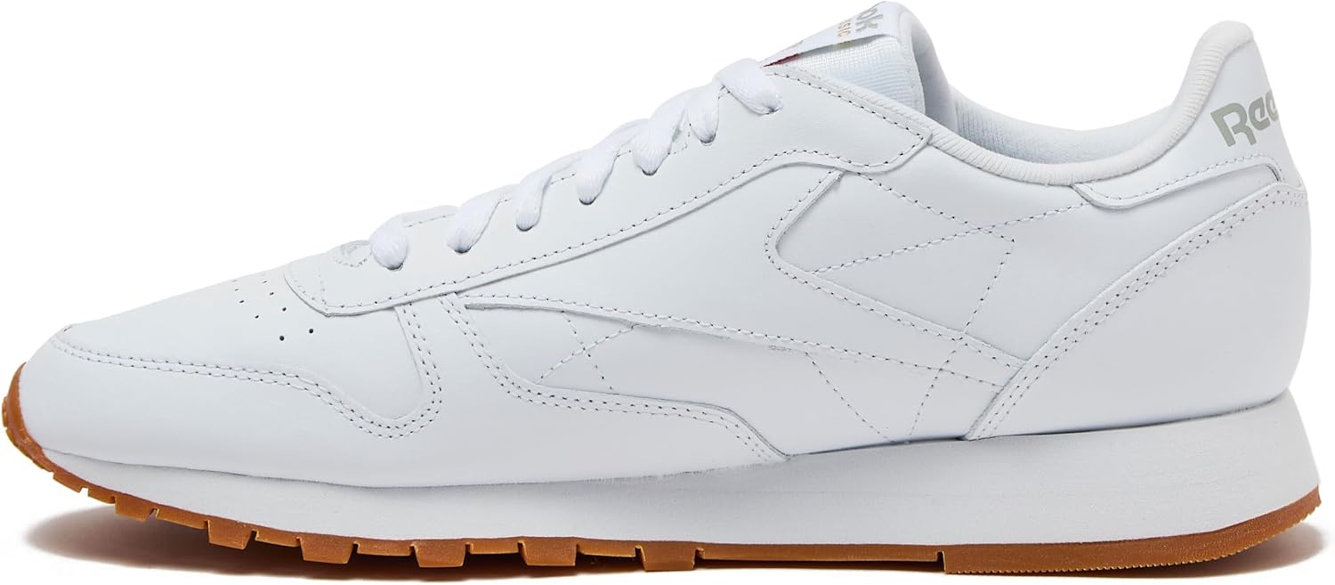 Reebok Classic Leather Sneakers for Men, Casual Tennis Mens Shoes, Footwear White/Pure Grey3/Reebok Gum3, 10