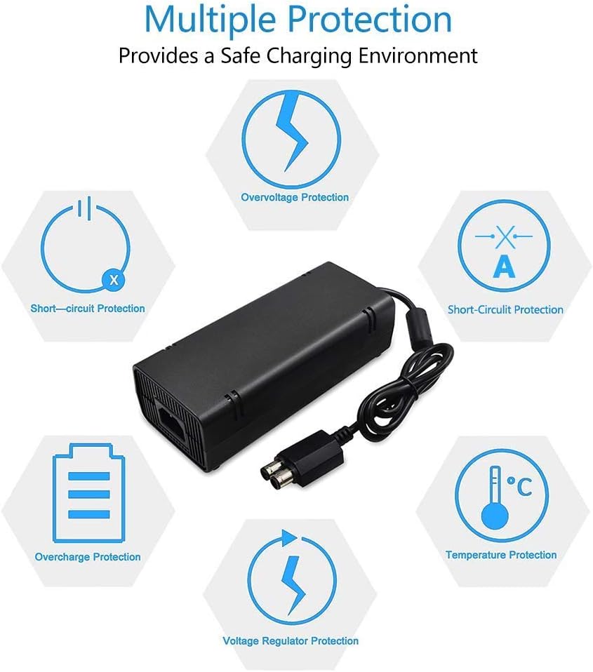 Xbox 360 Slim Power Supply, Quiet AC Charger 100-240V Power Brick for Xbox 360 Slim ONLY