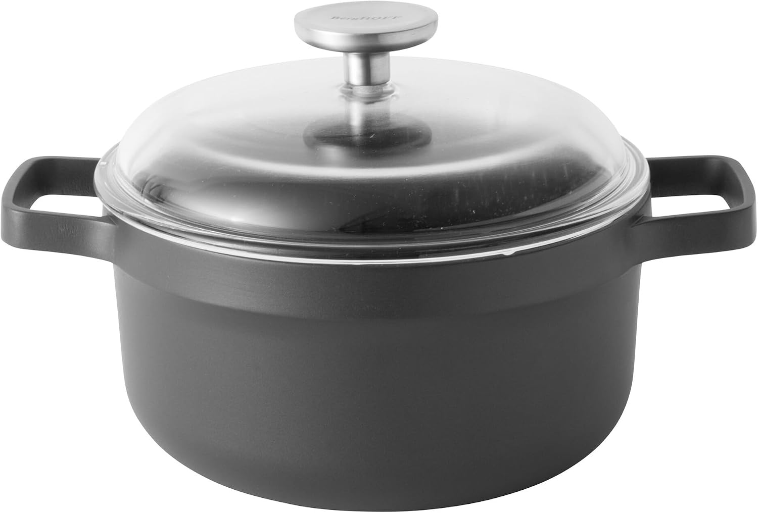 Berghoff GEM Nonstick 8" 3qt Stockpot with Glass Lid, Induction Soup Pot | Cast Aluminum Oven Safe Pasta Pot with Detachable Handle