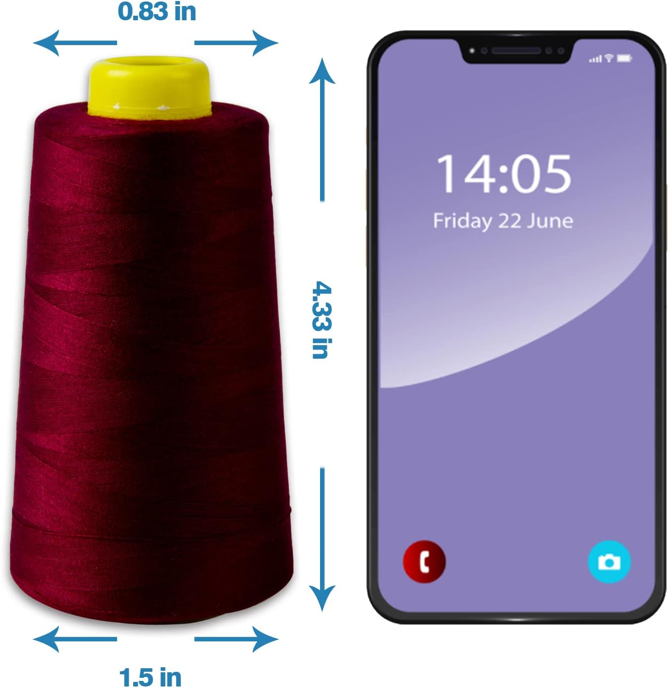 Black Serger Thread, All-Purpose Thread for Sewing, Polyester, 4 Cones of 3000 Yards Each Spool for Sewing Machine