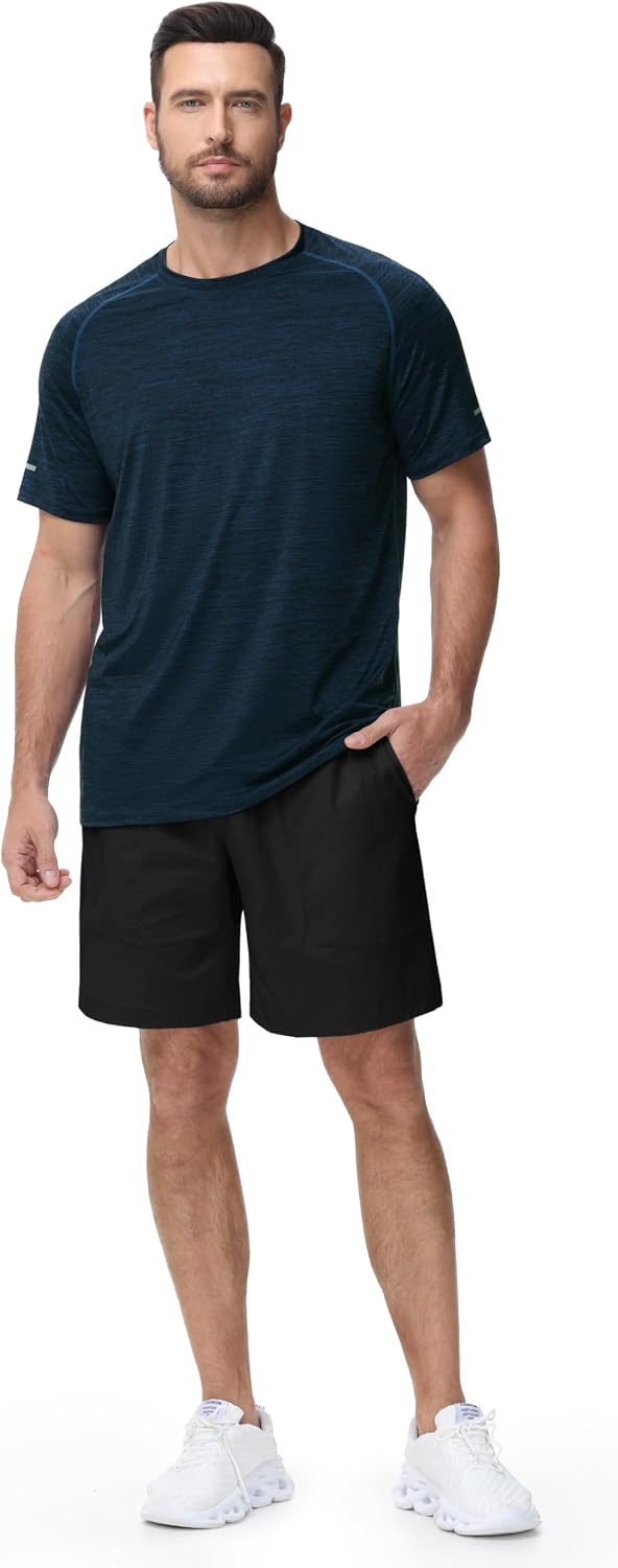 THE GYM PEOPLE Men's Cooling Running Shirts Ice Silk UPF 50+ Workout Tshirt