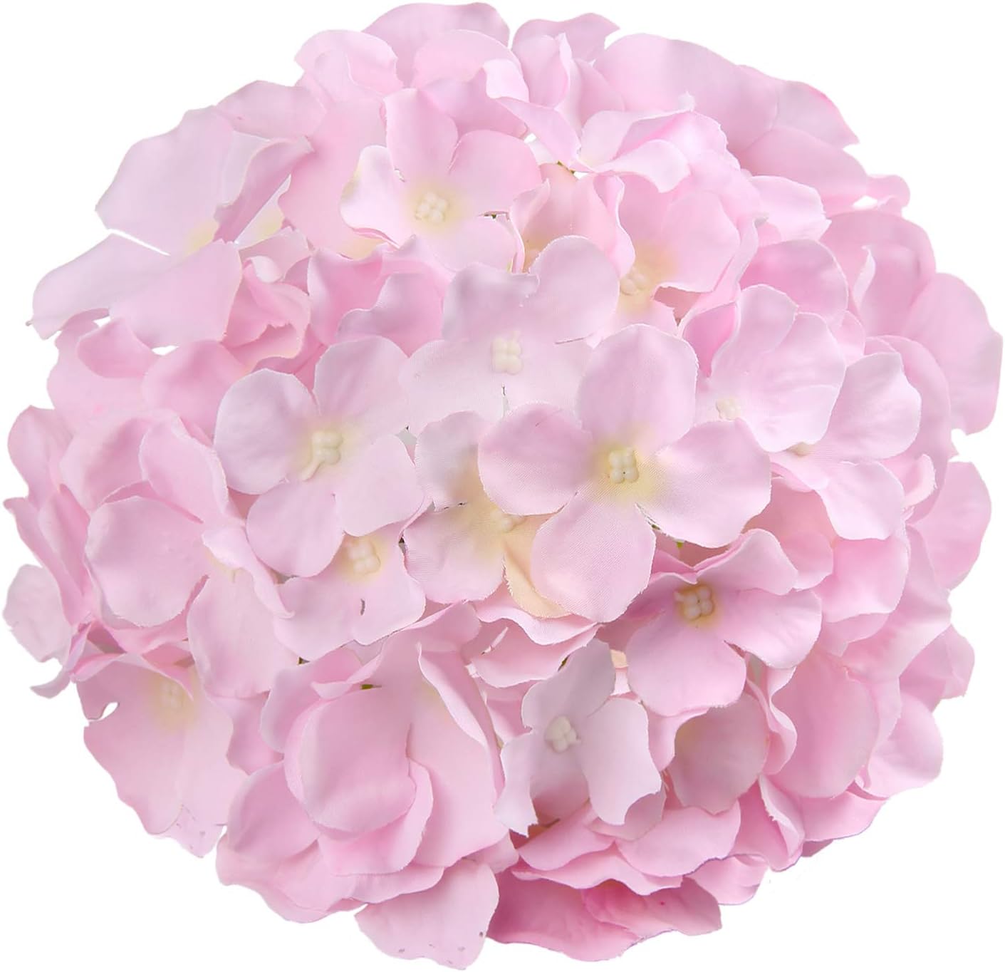 Silk Hydrangea Heads Artificial Flowers Heads with Stems for Home Wedding Decor,Pack of 10 (White)