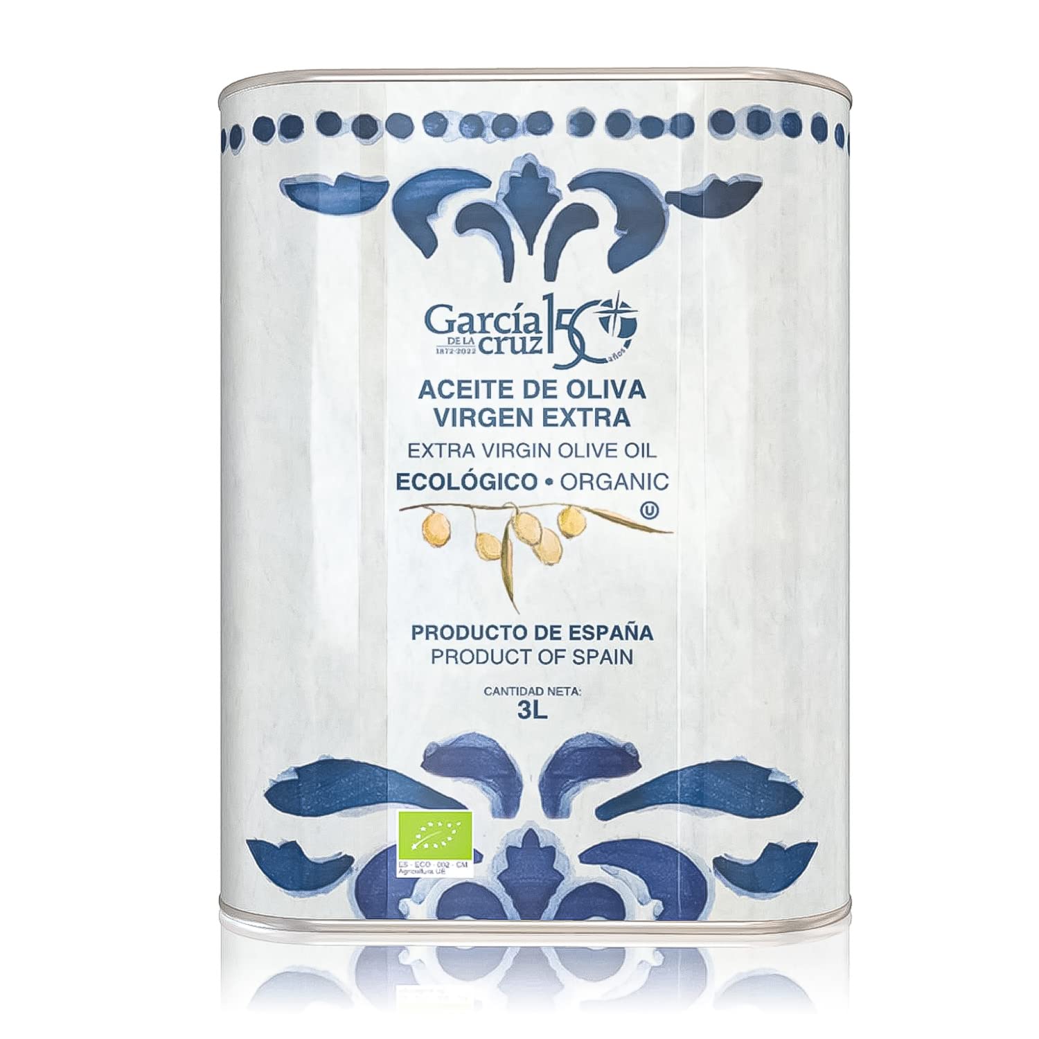 GARCÍA DE LA CRUZ - Organic Extra Virgin Olive Oil, Cooking Oil, Olive Variety, Smooth Body, Origin Spain, Montes de Toledo, Packed in Tins - 3L