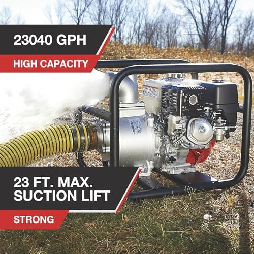 NorthStar Semi-Trash Pump, 23,040 GPH, 4in. Ports, 3/4in. Solids | High-capacity debris handling, Demanding dewatering, Water transfer, Jobsite-ready frame, Contractor-grade operation
