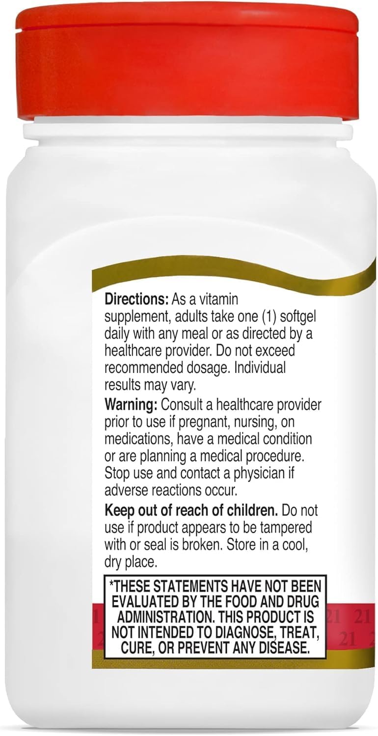 21st Century Vitamin D3 2000 IU Softgels, Bone & Immune, 250 Count | Vitamin D3 2000 IU Fast-Release Liquid Softgels, Bone Health, Immune Support & Calcium Absorption, Value 250-count Bottle