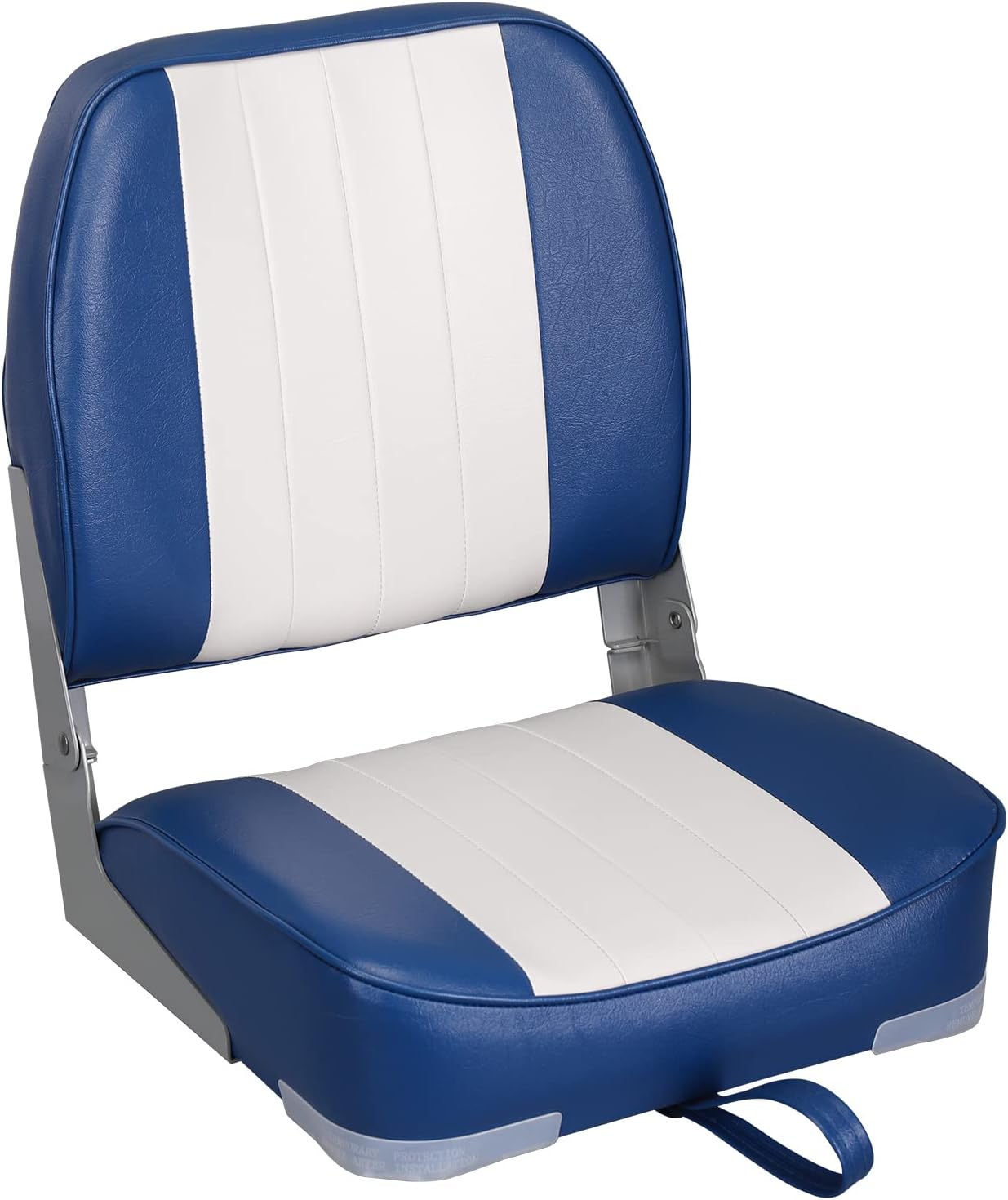 Leader Accessories Classic Low Back Folding Fishing Boat Seat Boat Chairs | Marine Boat Chairs With Thick Cushion, Aluminum Hinge, Use universal 5"x5" Mount, Fits Jon/Bass/Pontoon Boats