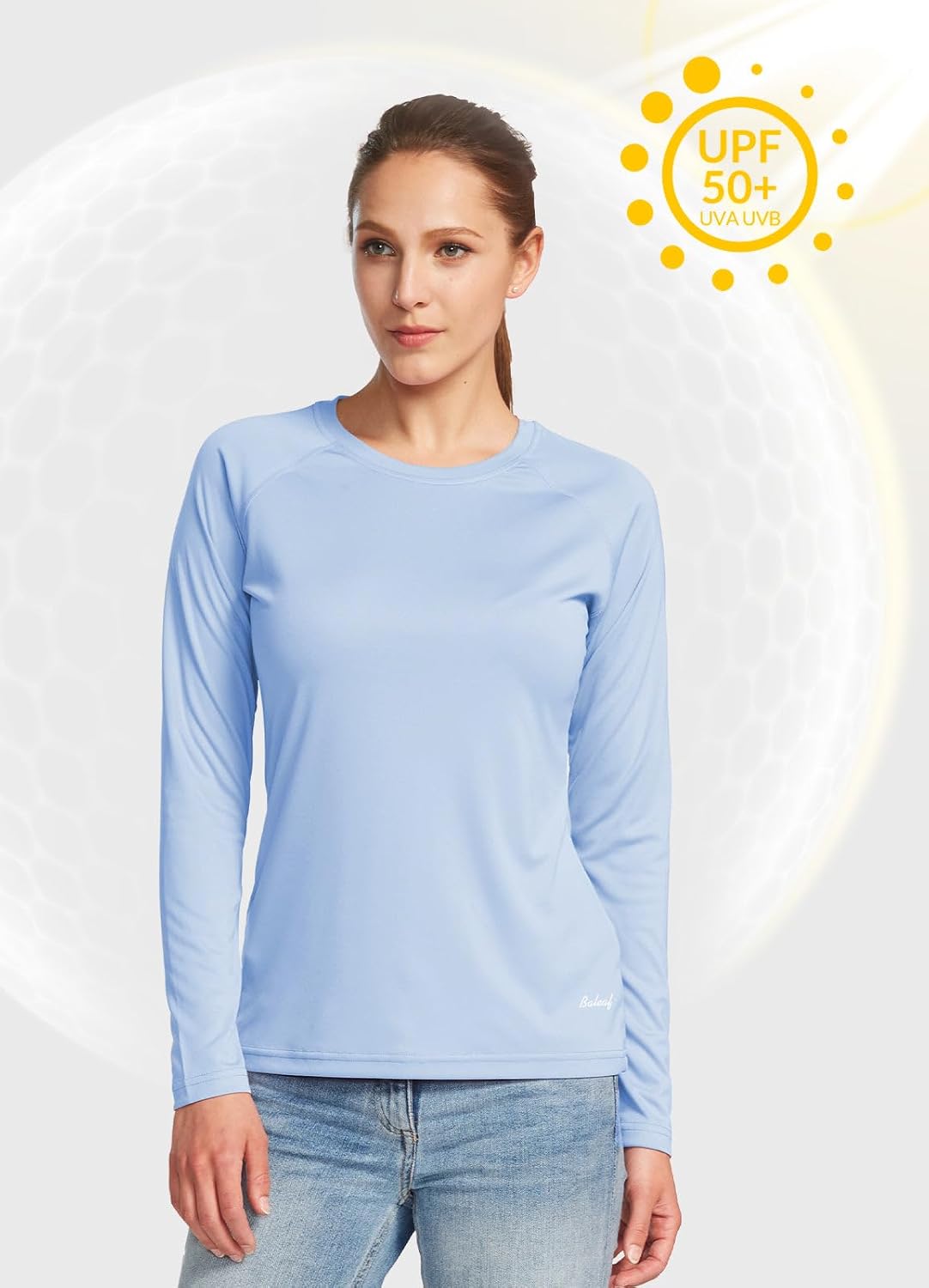 baleaf Women's UPF 50+ Sun Shirts Long Sleeve Stretchy Quick Dry | Lightweight, Rash Guard, UPF 50+ Sun Protection, Breathable Comfort material for Hking Workout, Excellent for hot weather