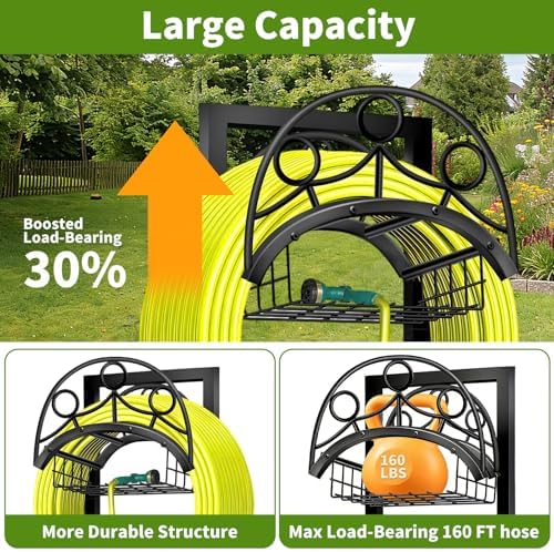 Garden Hose Holder – Detachable Water Hose Holders Stand, Holds 160-Feet Hose