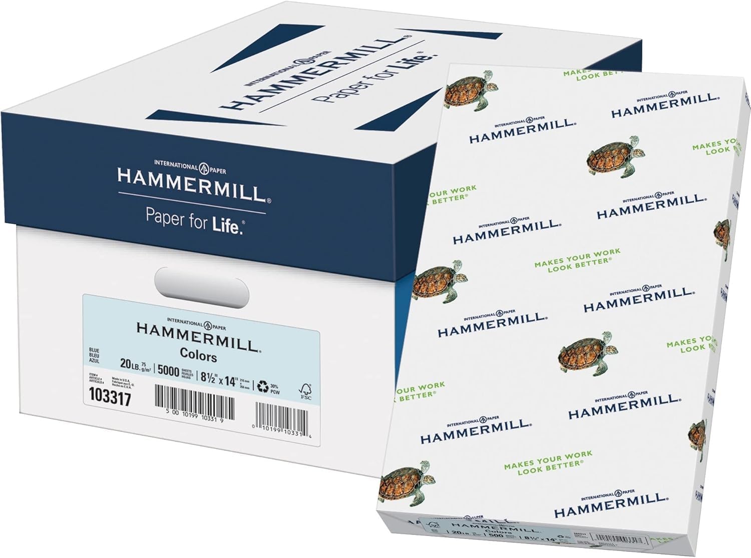 Hammermill Colored Paper, 20 lb Blue Printer Paper, 8.5 x 11 - Made in the USA, Pastel Paper, 103309R - 1 Ream (500 Sheets)