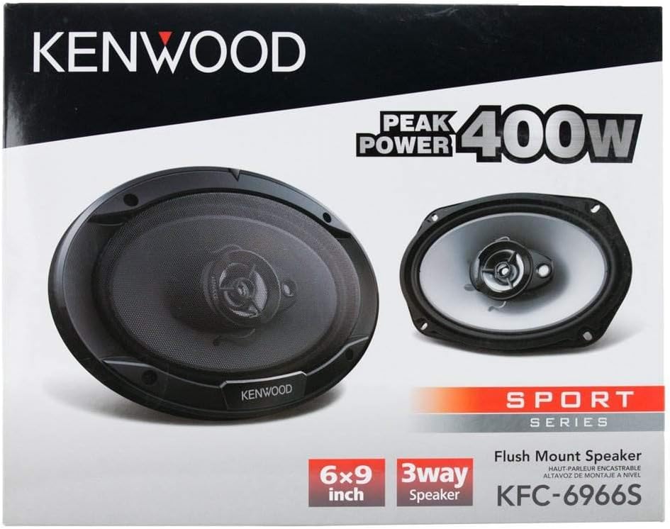 Kenwood KFC-6966S 6 x 9 Inch 400-Watt 3-Way Flush Mount Coaxial Car Speaker Easy Installation - Pair