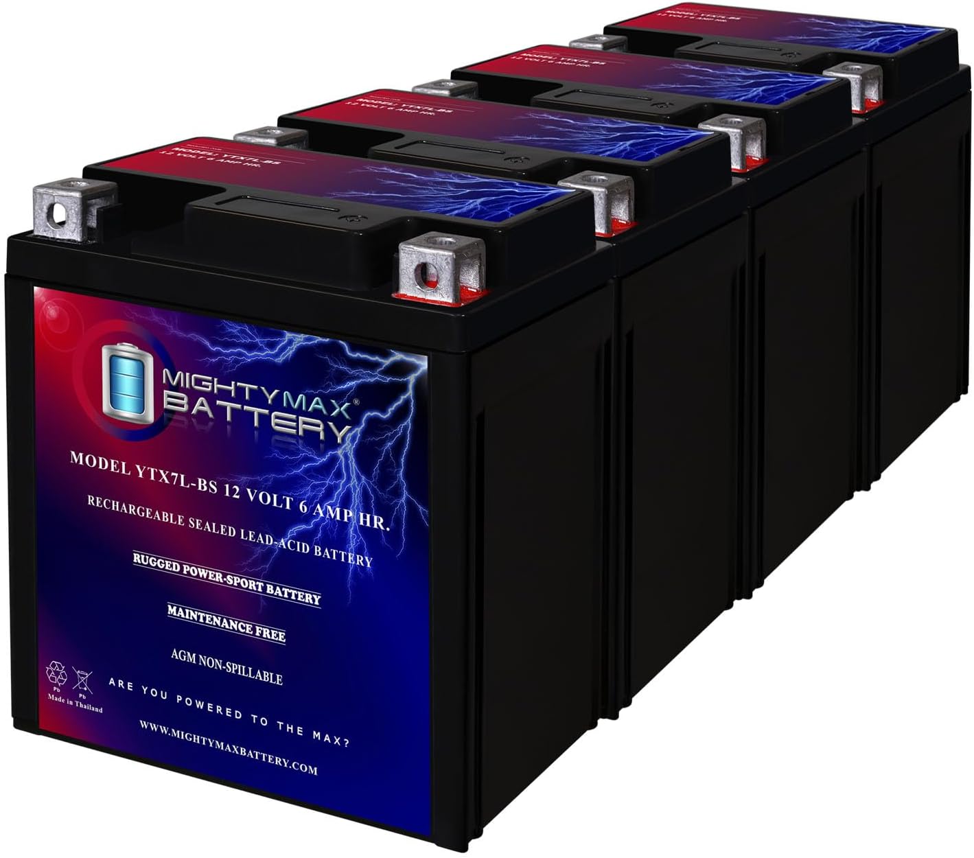 Mighty Max Battery YTX7L-BS -12 Volt 6 AH, 100 CCA, Rechargeable Maintenance Free SLA AGM Motorcycle Battery