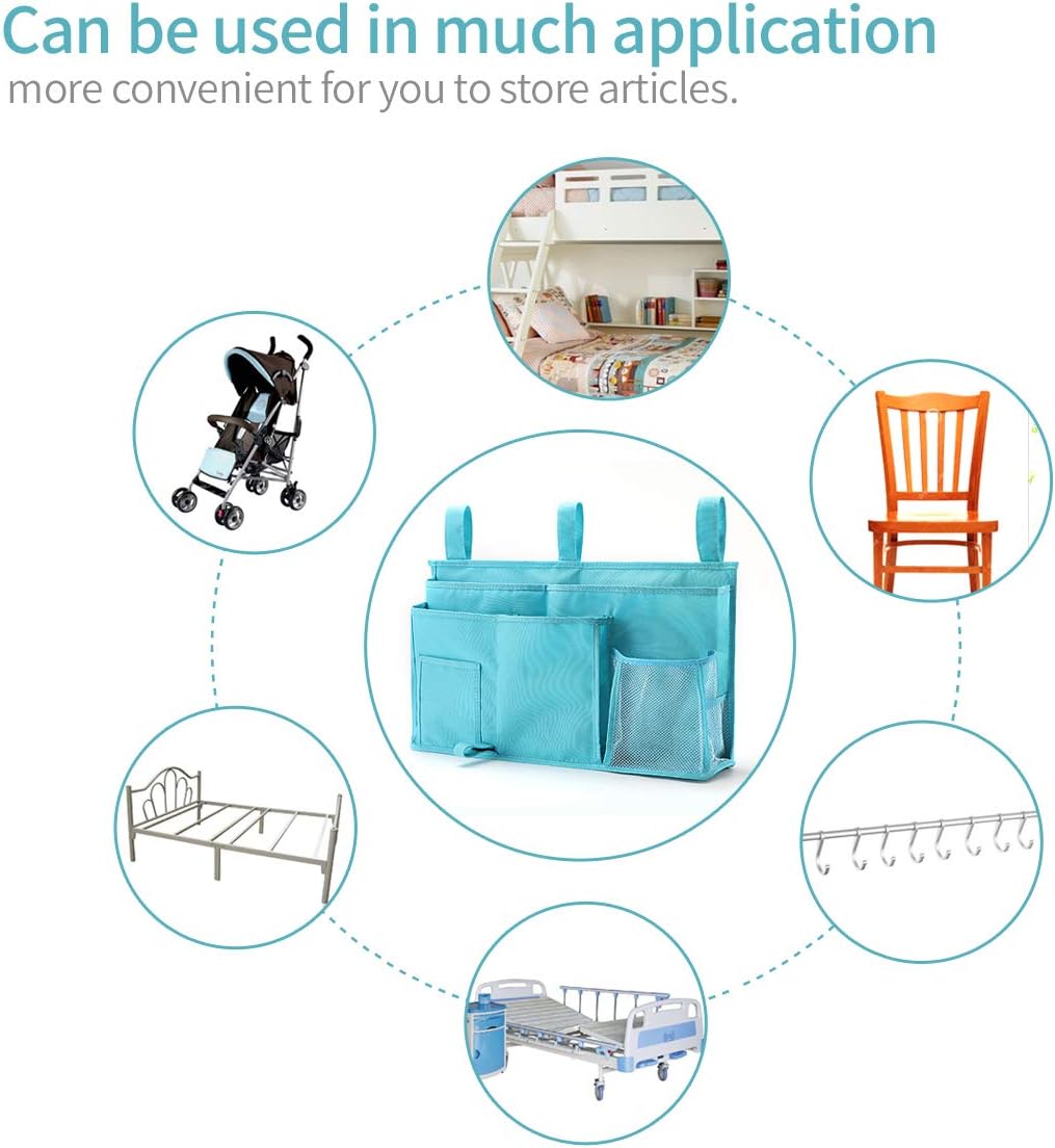 Bseash Bunk Bed Organizer, Bedside Caddy Hanging Bed Organizer Storage Bag 8 Pockets, for College Dorm Rooms Bed, Hospital Bed, Baby Bed Rails