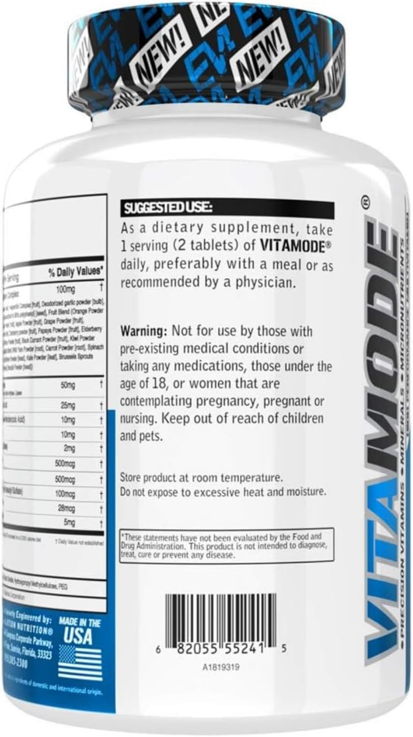 EVL Vitamode - Advanced Daily Men's Multivitamin - 60 Servings | Essential Minerals - Phytonutrient Complex - Active Mens Vitamins for Energy with