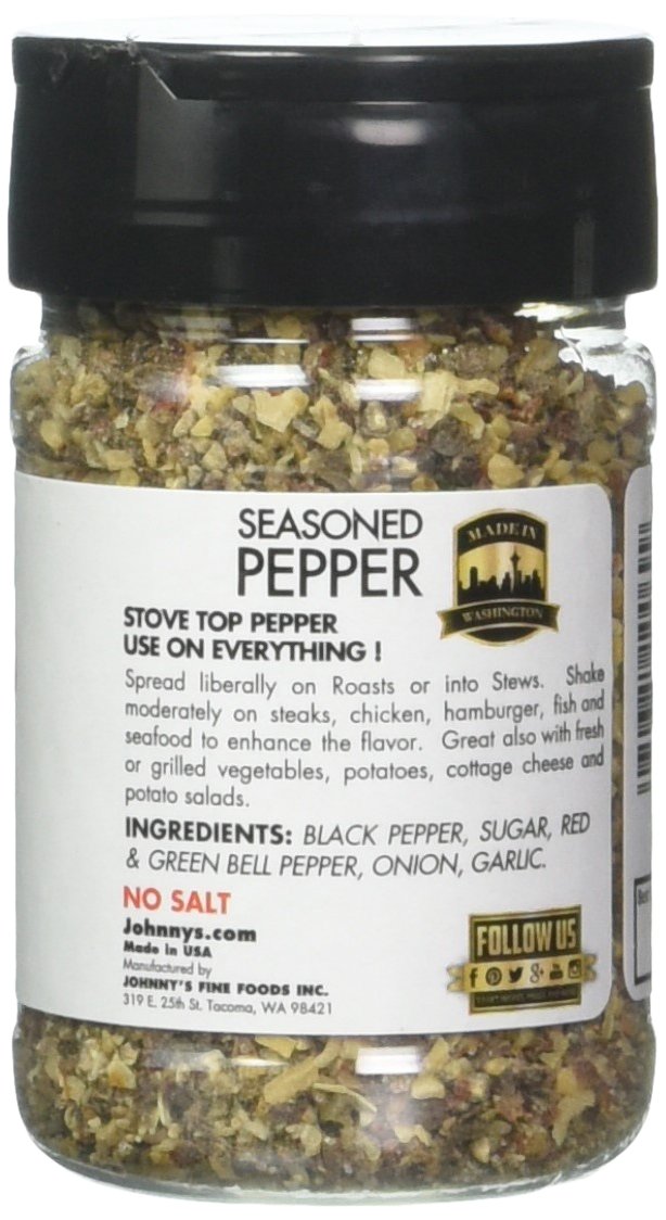 Johnny's - Seasoned Pepper - 5 oz | Pepper Seasoning Blend, Great For Meats, Poultry, Vegetables, Soups, Grilling, Roasting & Everyday Cooking