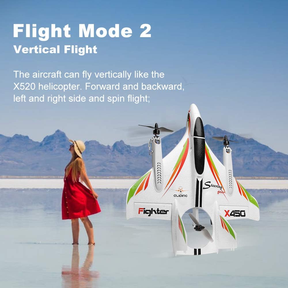 GoolRC WLtoys XK X450 RC Airplane, 2.4GHz Remote Control Airplane, 6 Channel Brushless Motor Aircraft