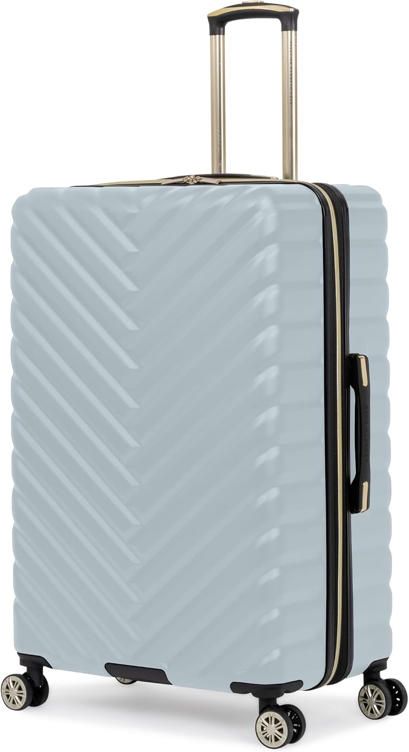 Kenneth Cole REACTION Madison Square Lightweight Hardside Chevron Expandable Spinner Luggage, Black, (28-Inch Checked)