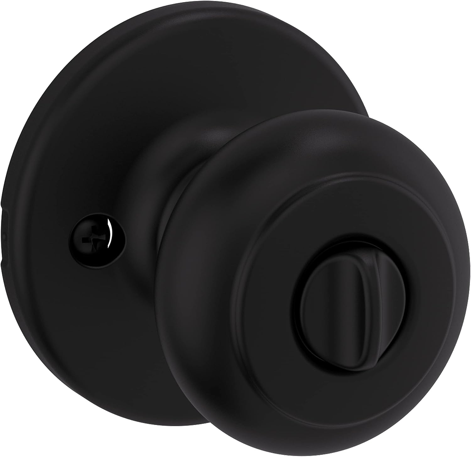 Kwikset Cove Interior Privacy Door Knob with Lock, Door Handle For Bathroom and Bedroom, Satin Nickel Keyless Turn Lock Doorknob, with Microban Protection