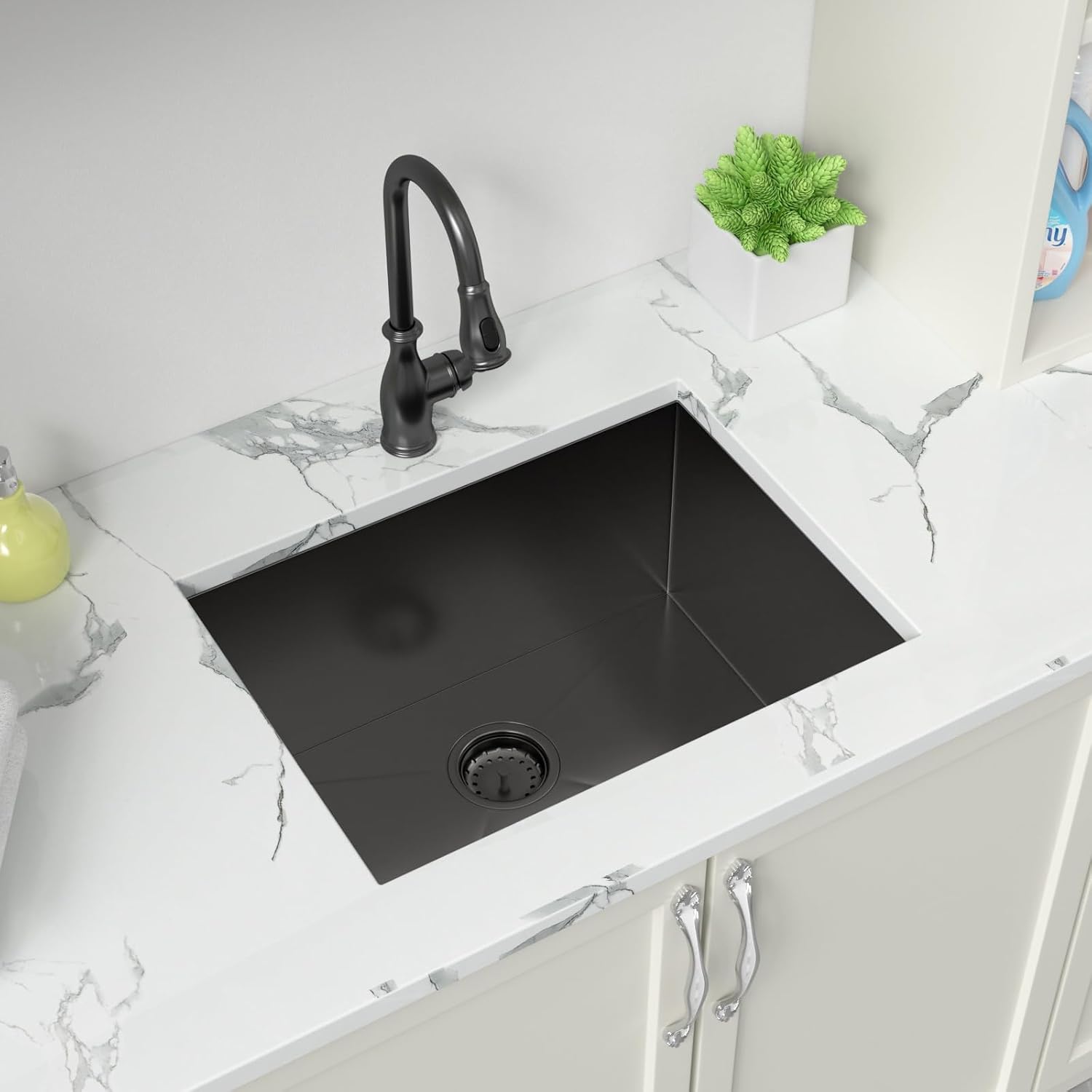 Sarlai 21 Inch Undermount Laundry Sink 21x18x12 Inch Undermount Laundry Utility Sink Deep Single Bowl 16 Gauge Stainless Steel Laundry Tub Sinks