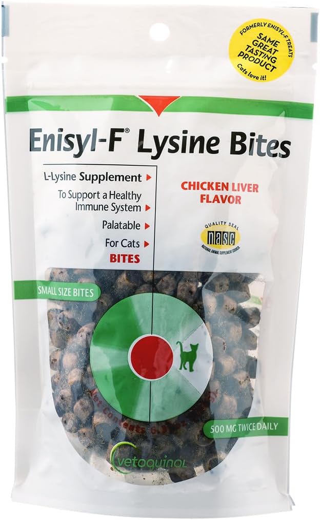 Vetoquinol Enisyl-F Lysine Bites - L-Lysine Chews for Cats & Kittens - Daily Supplement for Immune