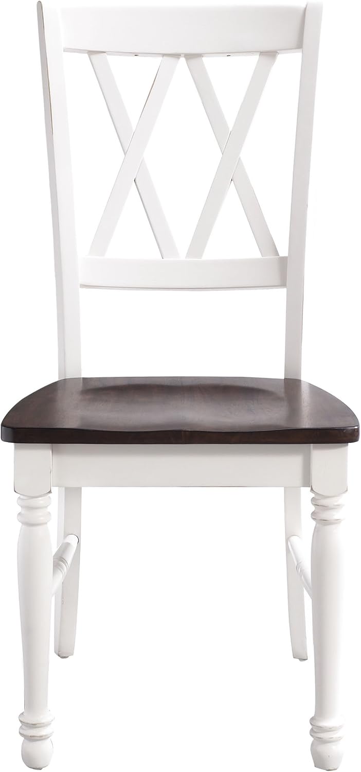 Crosley Furniture Shelby Traditional Wood X-Back Dining Room Chairs Set of 2, Kitchen Chair, Distressed White