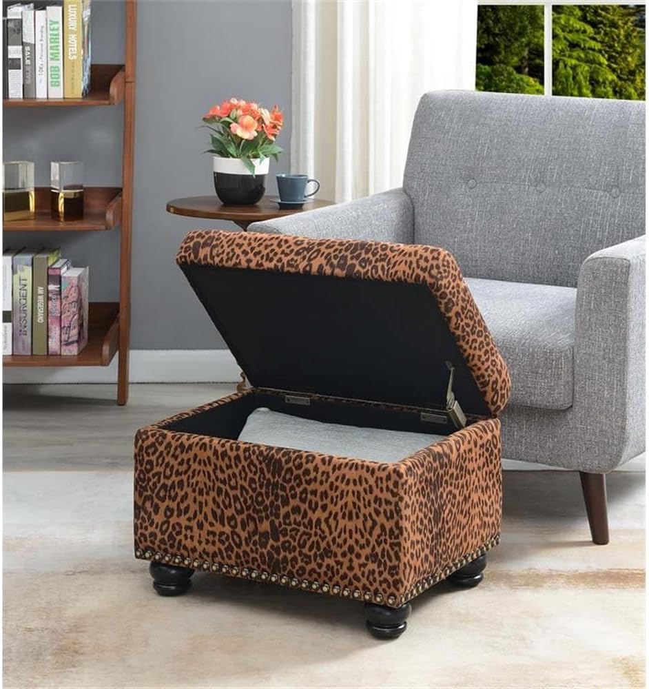 Convenience Concepts Designs4Comfort 5th Avenue Storage Ottoman 24" - Contemporary Foot Stool and Seat with Hinged Lid for Living Room, Dining Room, Office, Den, Espresso Faux Leather