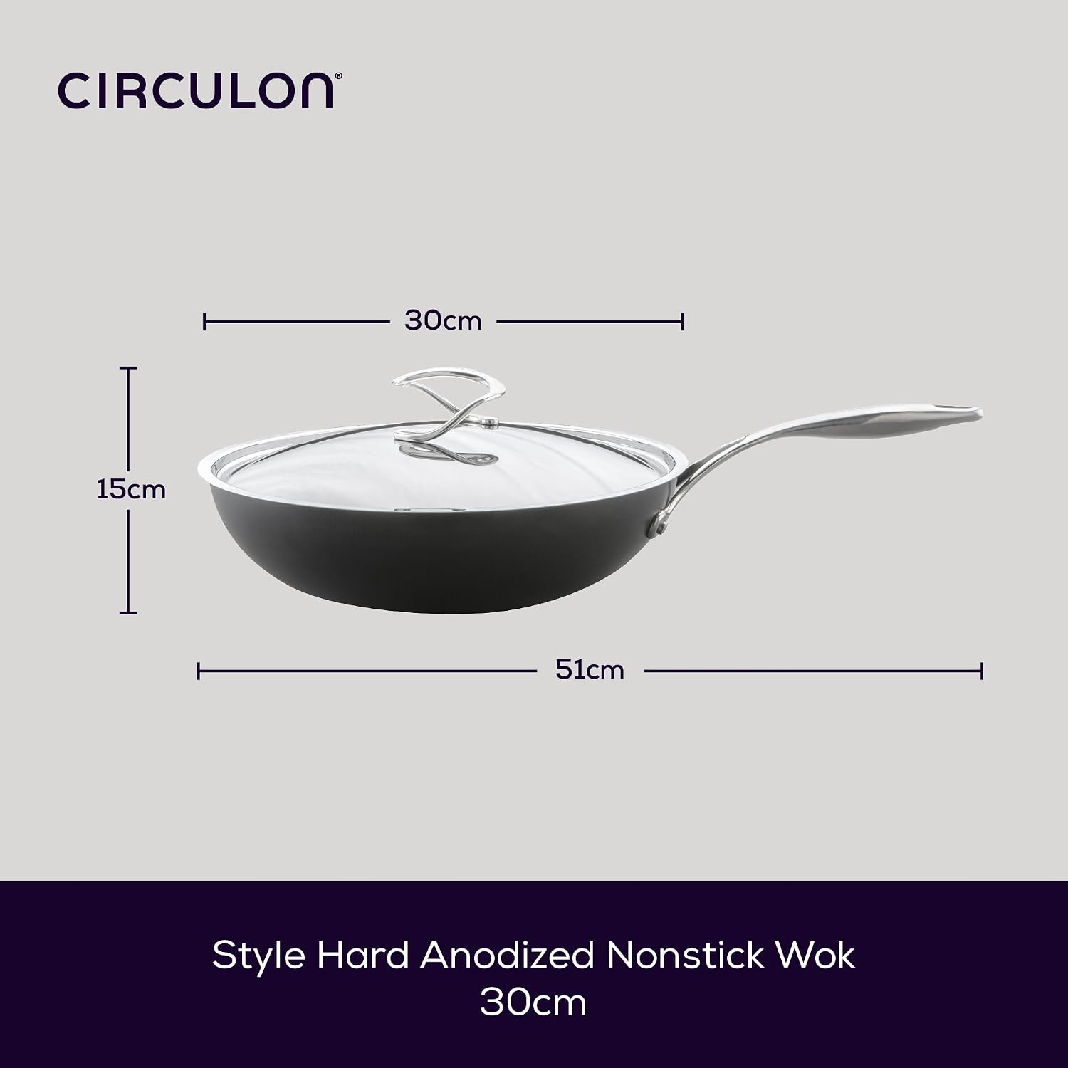 Circulon Style Hard Anodised Sauteuse, 24cm/2.8L