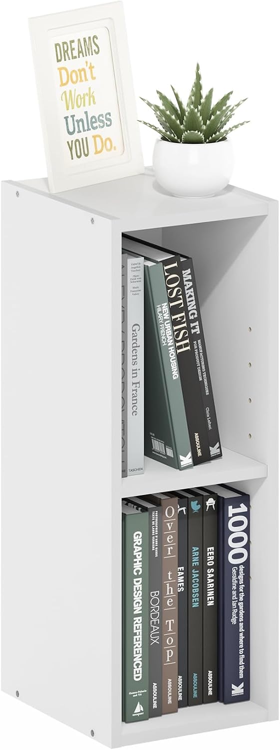 Furinno LUDER Book Shelf, 6-Tier Tall Modern Bookshelf, Bookcase with Open Shelves, 9.3 x 12 x 71, for Living Room, Bedroom, Home Office, White