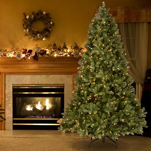 National Tree Company 7.5ft Pre-Lit Downswept Douglas Fir Christmas Tree | 750 Clear Lights, 1,867 Tips, Includes Stand, Artificial, Green