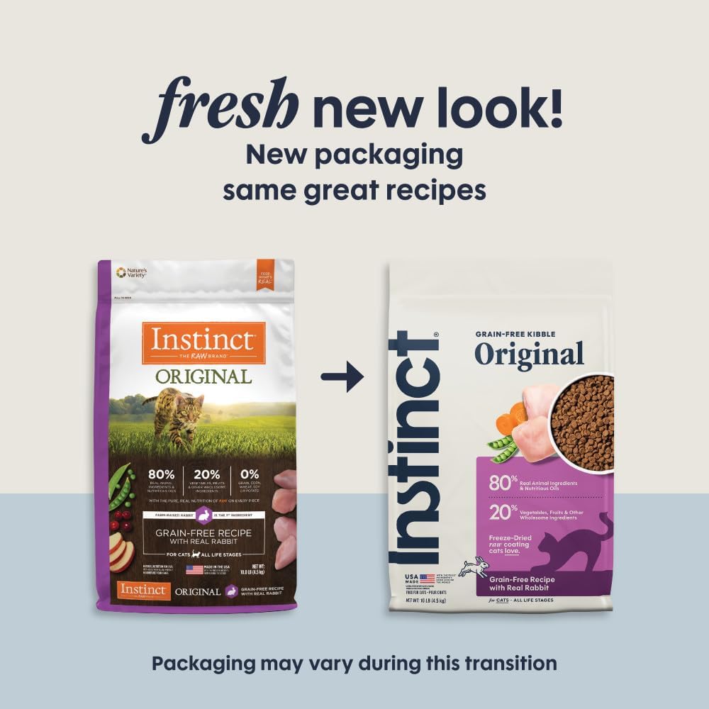 Instinct Original Dry Cat Food, Raw Coated Kibble, Real Chicken, 11 lb. Bag | Raw-coated kibble with cage-free chicken for strong muscles, digestive health, and healthy skin & coat, grain-free