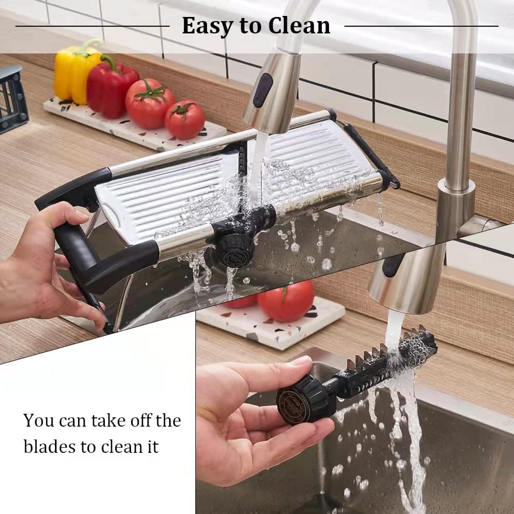 VEKAYA Mandoline Slicer, Mandoline Slicer for Kitchen, Adjustable Mandolin, Stainless Steel Mandoline, Vegetable Slicer, Potato, Onion, Cucumber