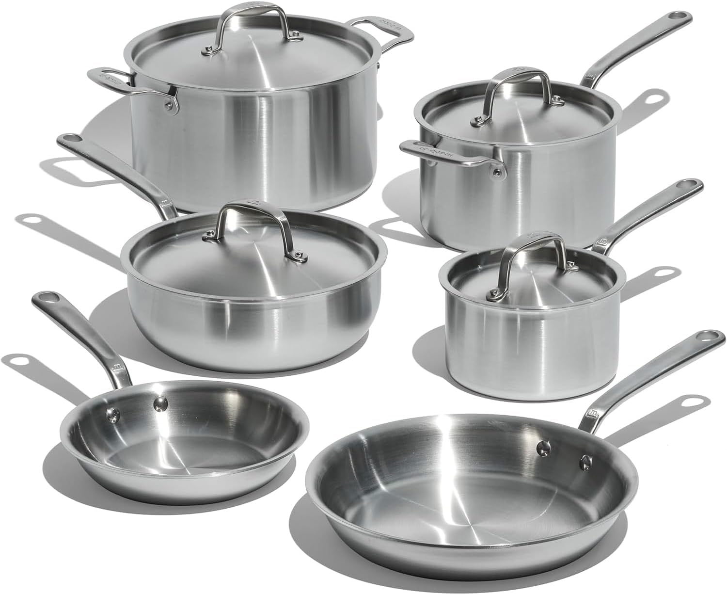 Made In Cookware - 10 Piece Stainless Steel Pot and Pan Set - 5 Ply Clad - Includes Stainless Steel Frying Pans, Saucepans
