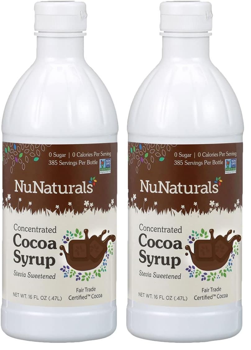 NuNaturals Stevia Syrup Sweetener, Chocolate, Sugar-Free, 16 oz