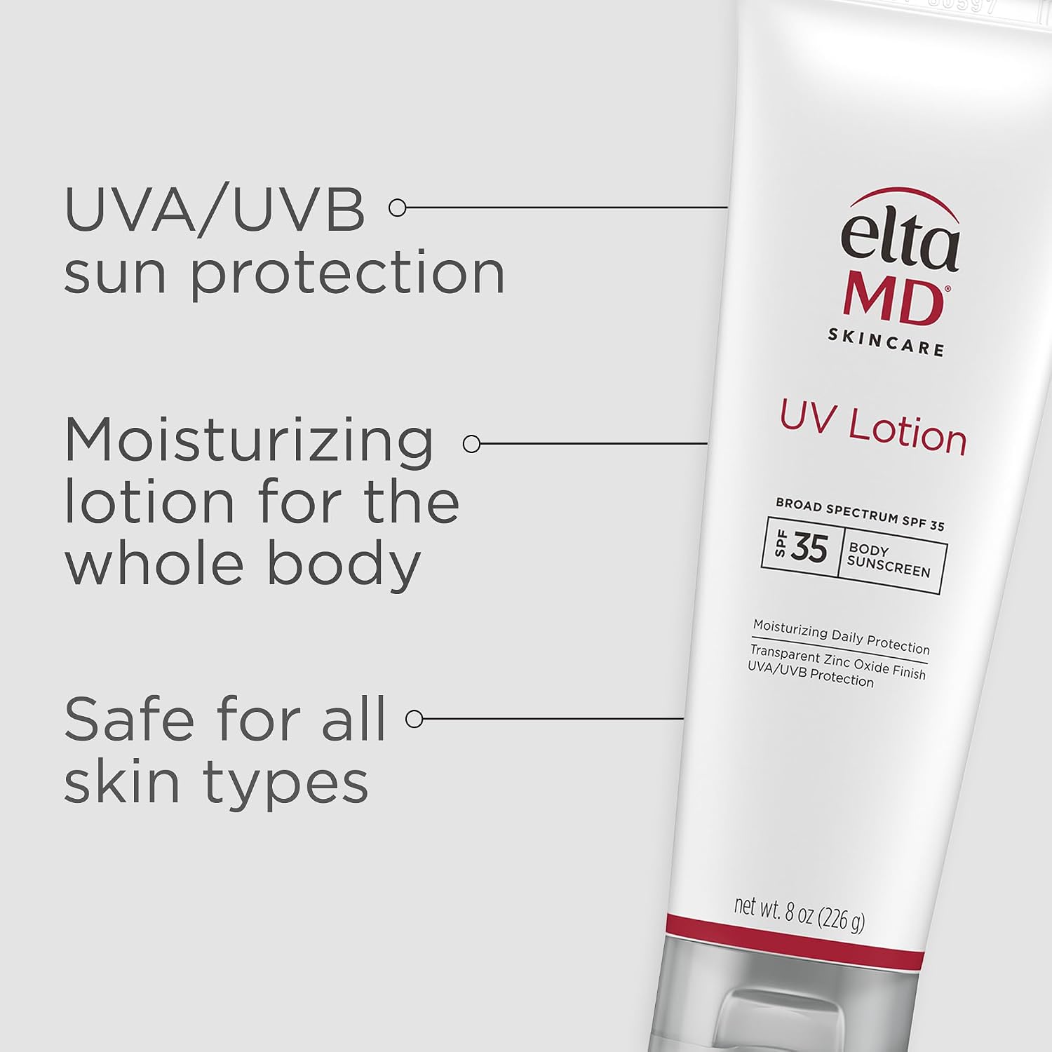 EltaMD UV Lotion, Moisturizing Sunscreen for Face and Body, SPF 35 | Transparent Zinc Oxide Finish, Moisturizes Full Body, Non-Greasy, Broad Spectrum Protection, Safe for All Skin Types