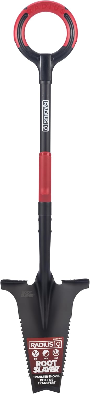 Root Slayer 22011 Garden Shovel, Serrated Blade, Red