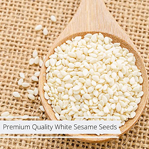 Sesame Seeds White (Hulled) by Its Delish, 9 Oz. Medium Jar