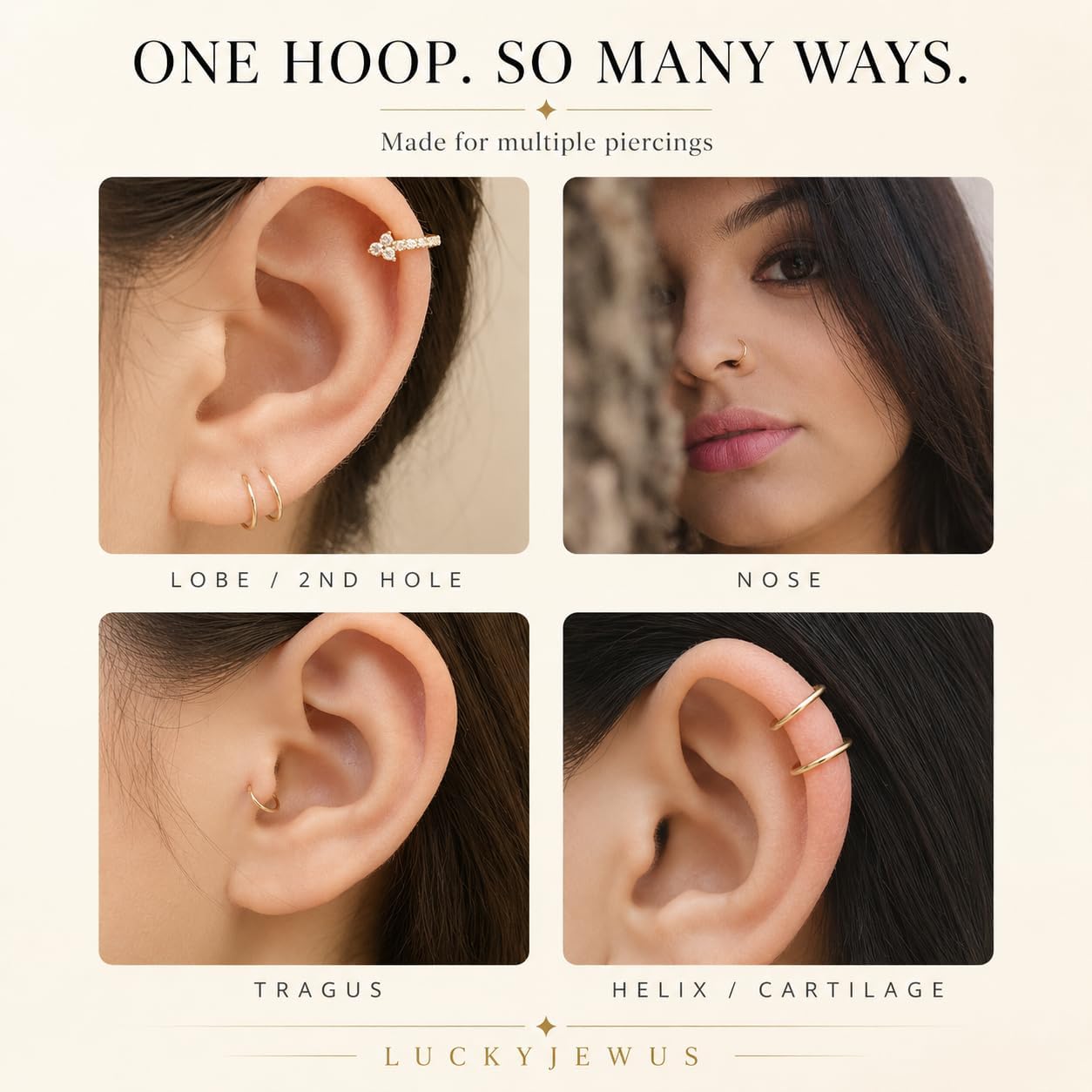 Small Gold or Sterling Silver Huggie Hoop Earrings for Women Cartilage Nose Helix Tragus
