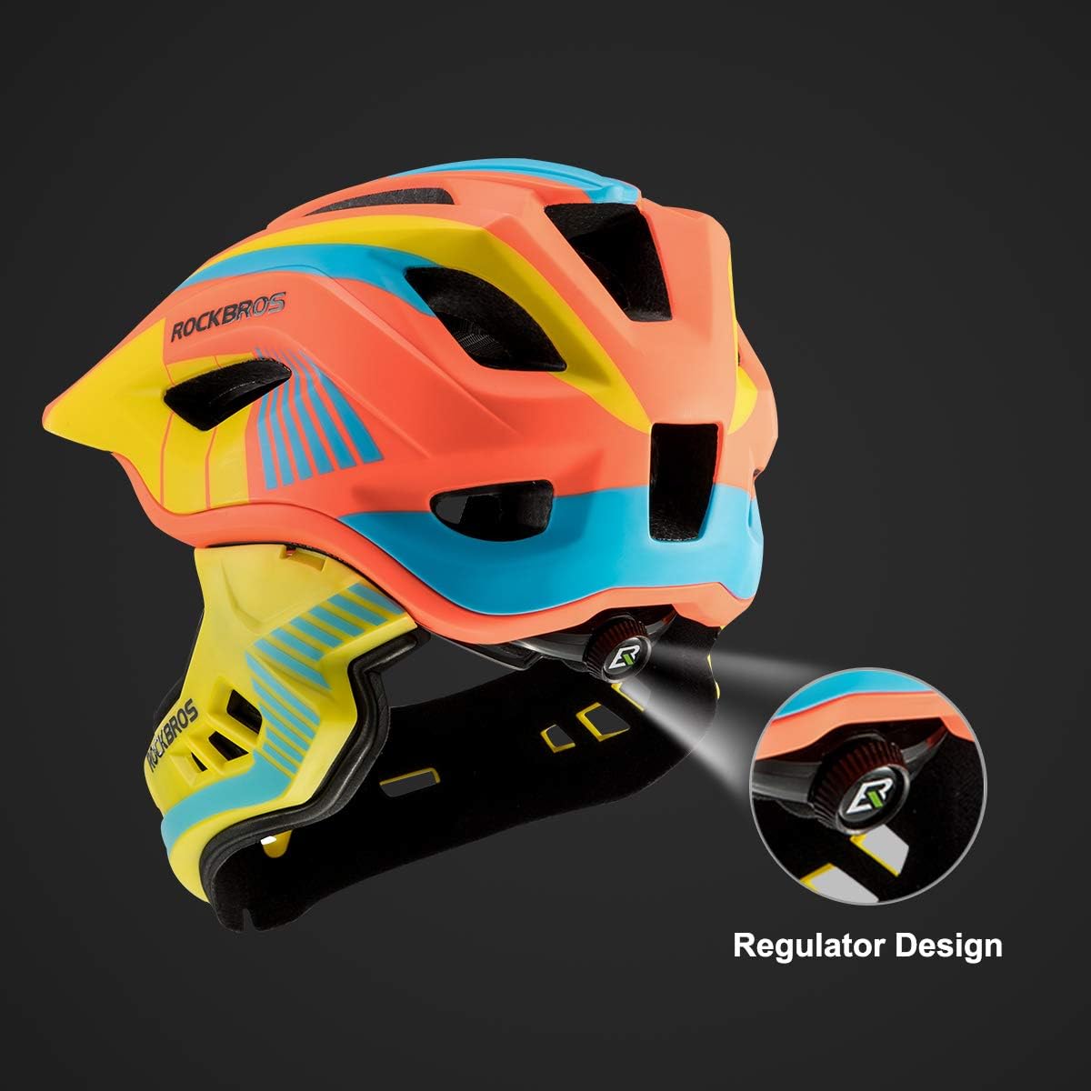 ROCKBROS Kids Full Face Bike Helmet Lightweight Detachable MTB Helmet