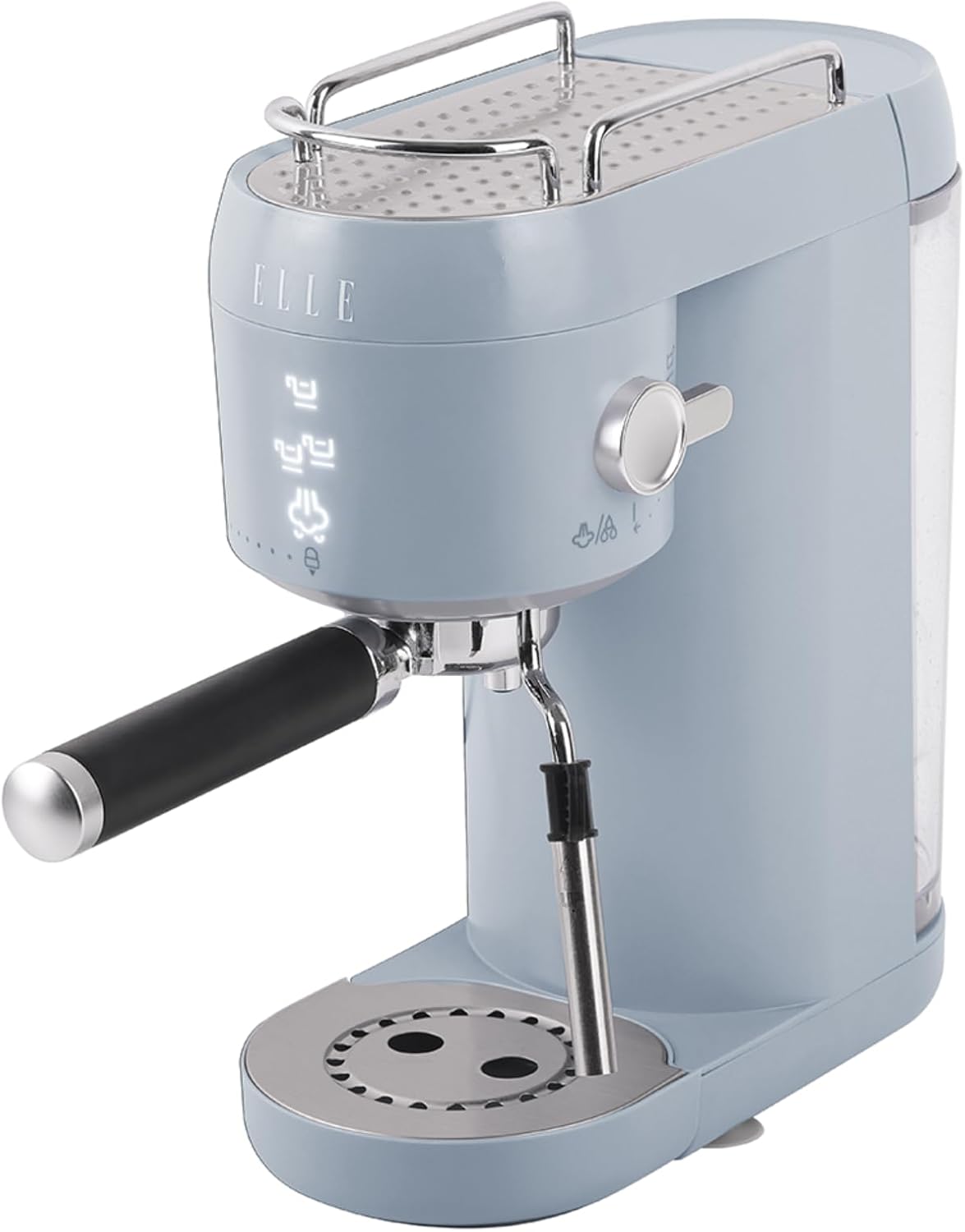 ELLE 1L Espresso Maker Latte and Cappuccino Maker with 20 Bar Pump Pressure and Illuminated Touch Button with Milk Frothing System and Cup Warmer 1400W White