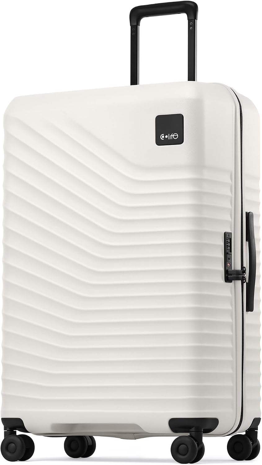 Coolife Luggage Carry-On, Lightweight PC Hardside Suitcase, 20-Inch, Black | Expandable Carry-On, Dual Spinner Wheels, TSA-Approved Lock, Upgraded PC Hardshell, Durable Travel Suitcase