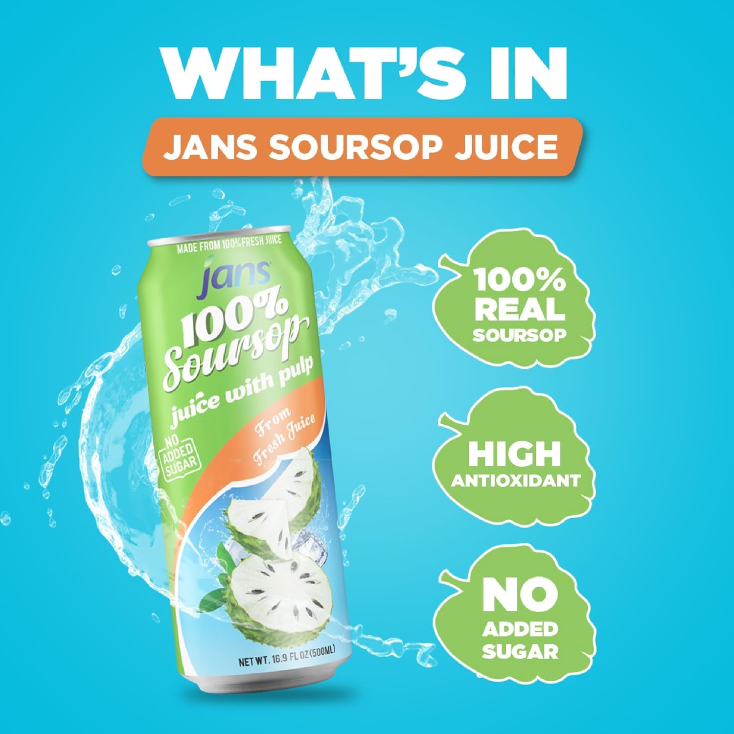 Jans 100% Coconut Water With Pulp, Unsweetened, 16.57 Fl Oz, Pack of 12