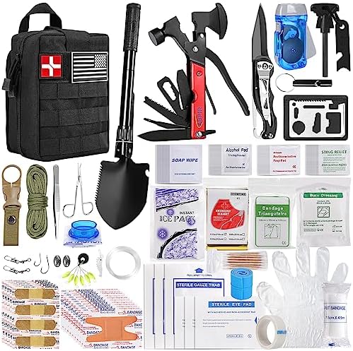 Survival Kit, 200 in 1, Gifts for Men Women Teenagers, Upgraded Survival First Aid Kit
