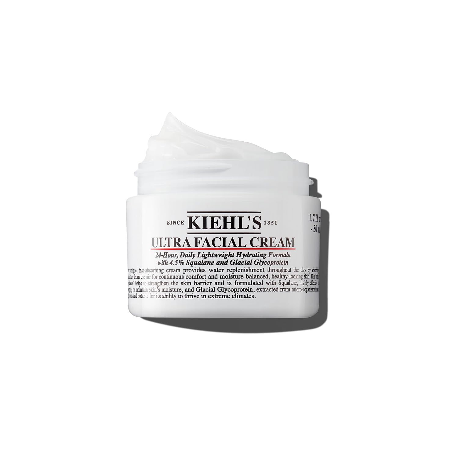 Kiehl's - Ultra Facial Cream Daily Moisturizer with 4.5% Squalane | Face Cream for Long-Lasting Hydration & Moisture - Fragrence Free & Suitable for All Skin Types