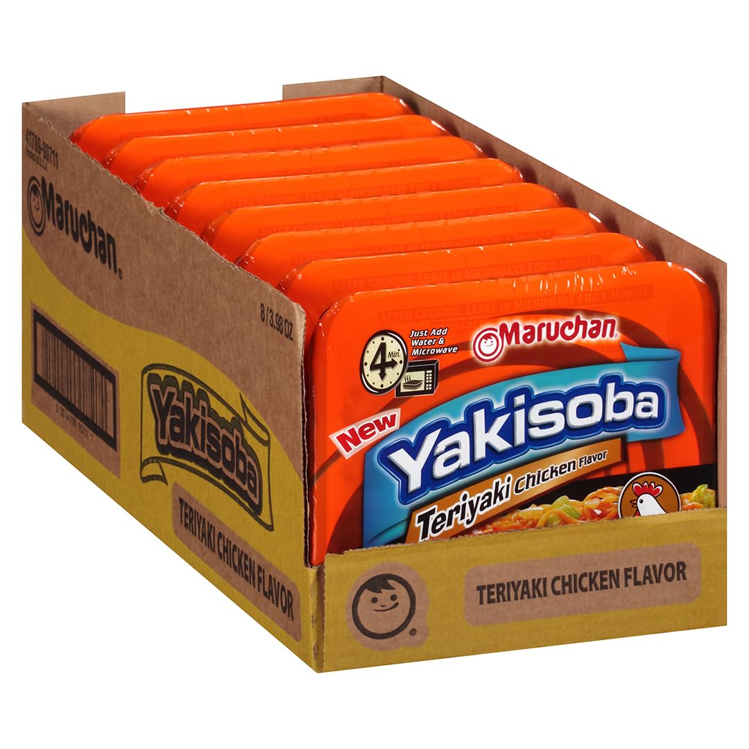 Maruchan Yakisoba, Spicy Chicken Flavor – Stir-Fried Japanese Instant Ramen Noodles, High Protein Microwavable Meal – 4.11 Oz. (8 Pack)