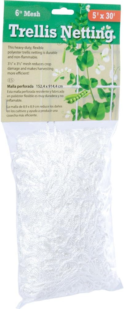 Hydrofarm HGN84 Flexible Polyethylene, 4 x 8', 6" Mesh Trellis Netting, 4x8 Feet