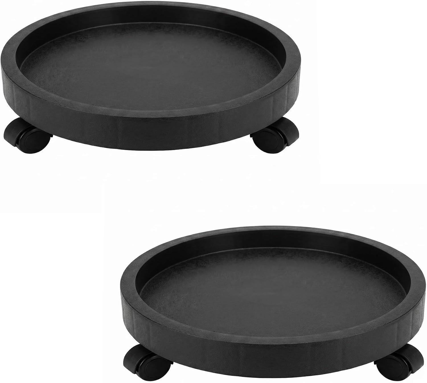 2 Pack of 11 Inch Heavy Duty Plant Caddy with Wheels, Rolling Plant Stand Pot Trolley, Wheeled Planter Saucer Tray