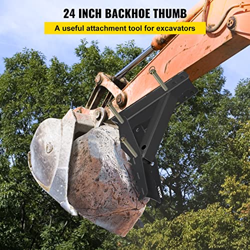 24 inch Excavator Hydraulic Thumb Backhoe Excavator Thumb Attachments Weld 1/2 Inch Teeth Thick Steel Plate Assembly CNC Plasma Cut Bolt-On Design