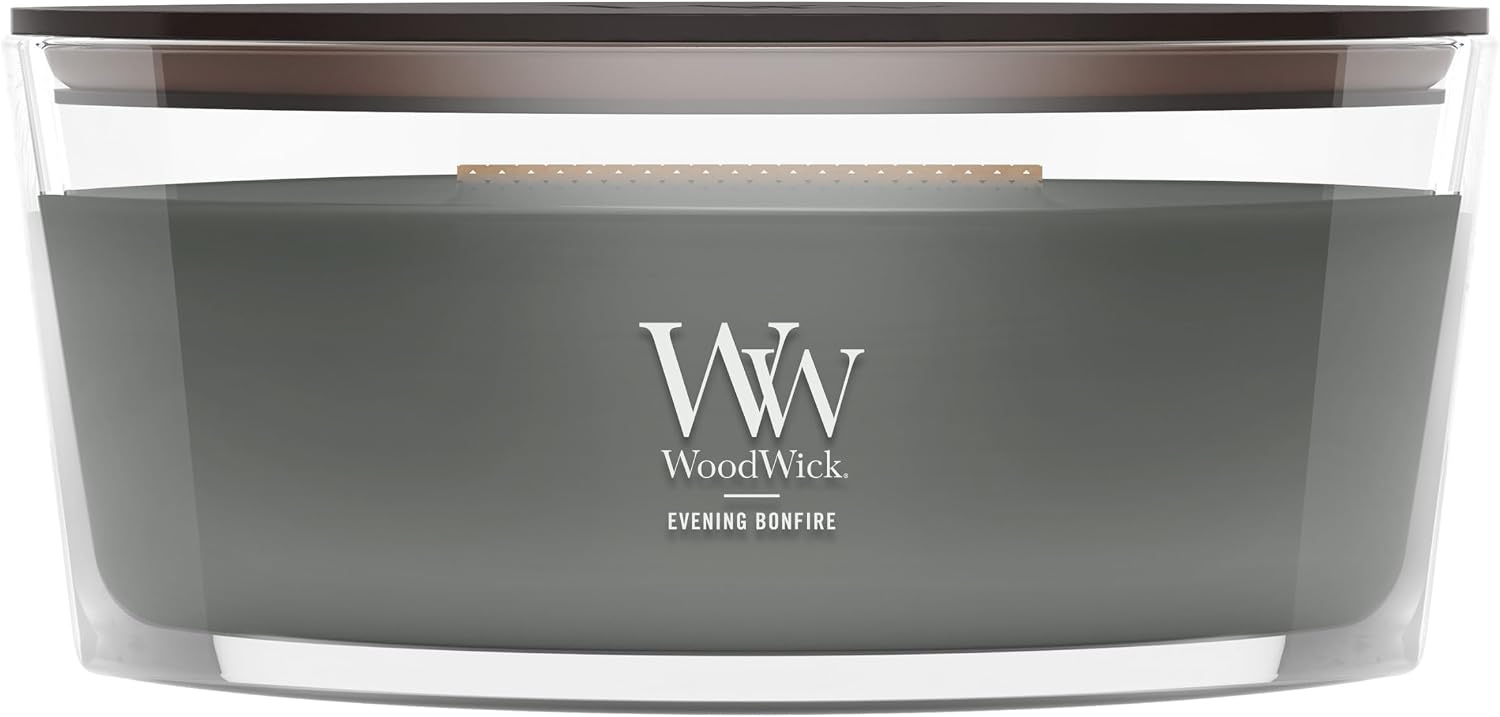 WoodWick Fireside Holiday Candle Gifts for Women and Men, 9.7 oz Medium Hourglass Candle with Crackling Wick