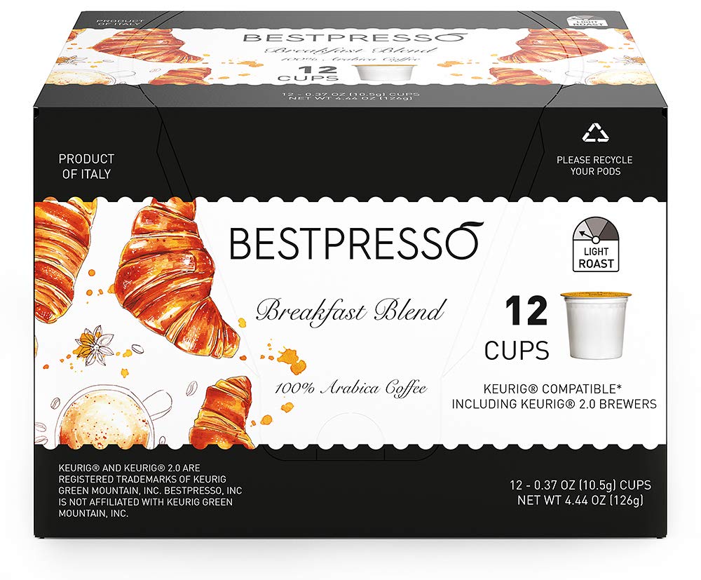 Bestpresso Coffee, Donut Shop Medium Roast Single Serve K-Cup Pods, 96 Count (Compatible With 2.0 Keurig Brewers) 8 Packs Of 12 Cups