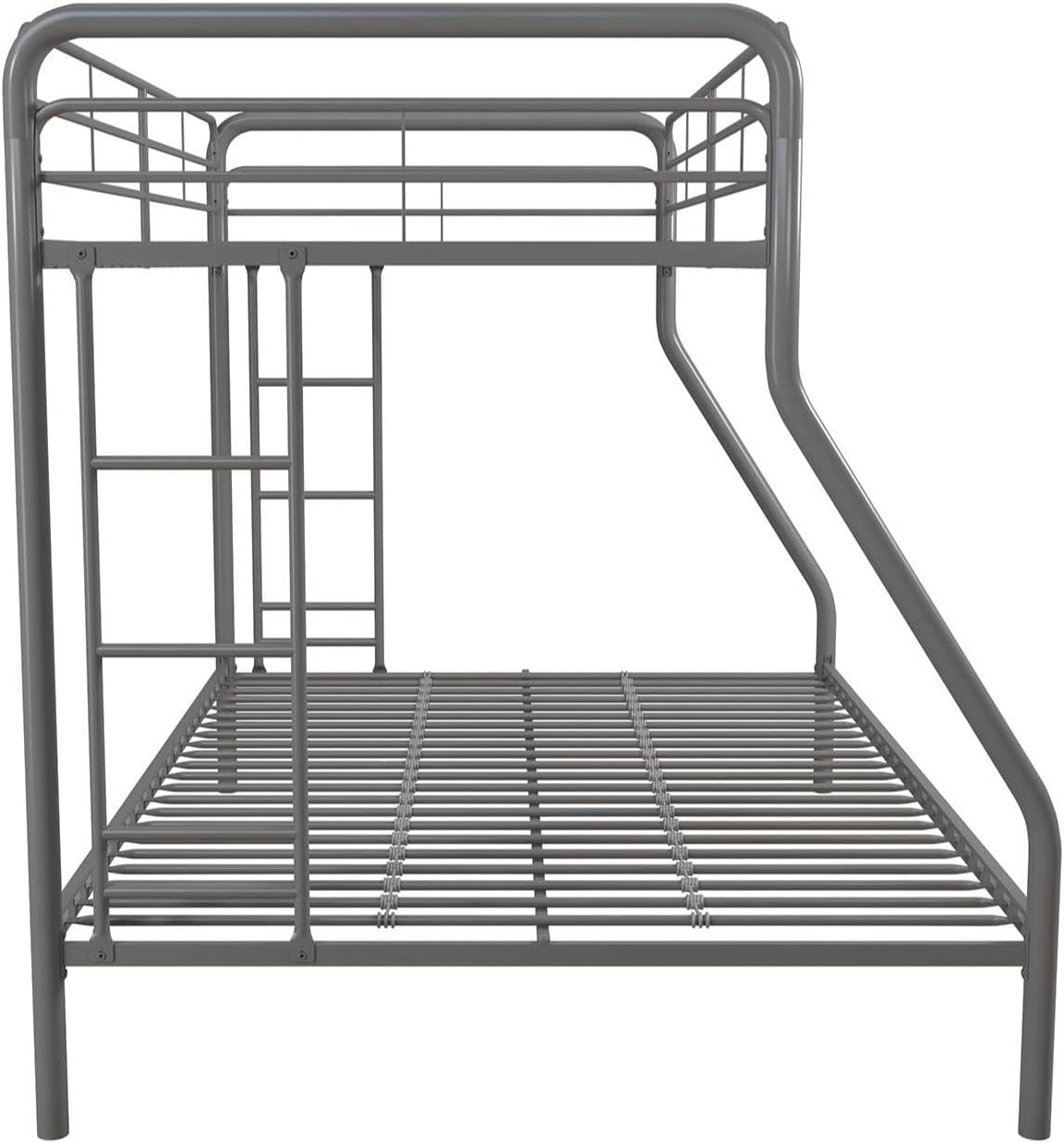 DHP Twin-Over-Futon Convertible Couch and Bed with Metal Frame, Ladder and Guardrails - Black