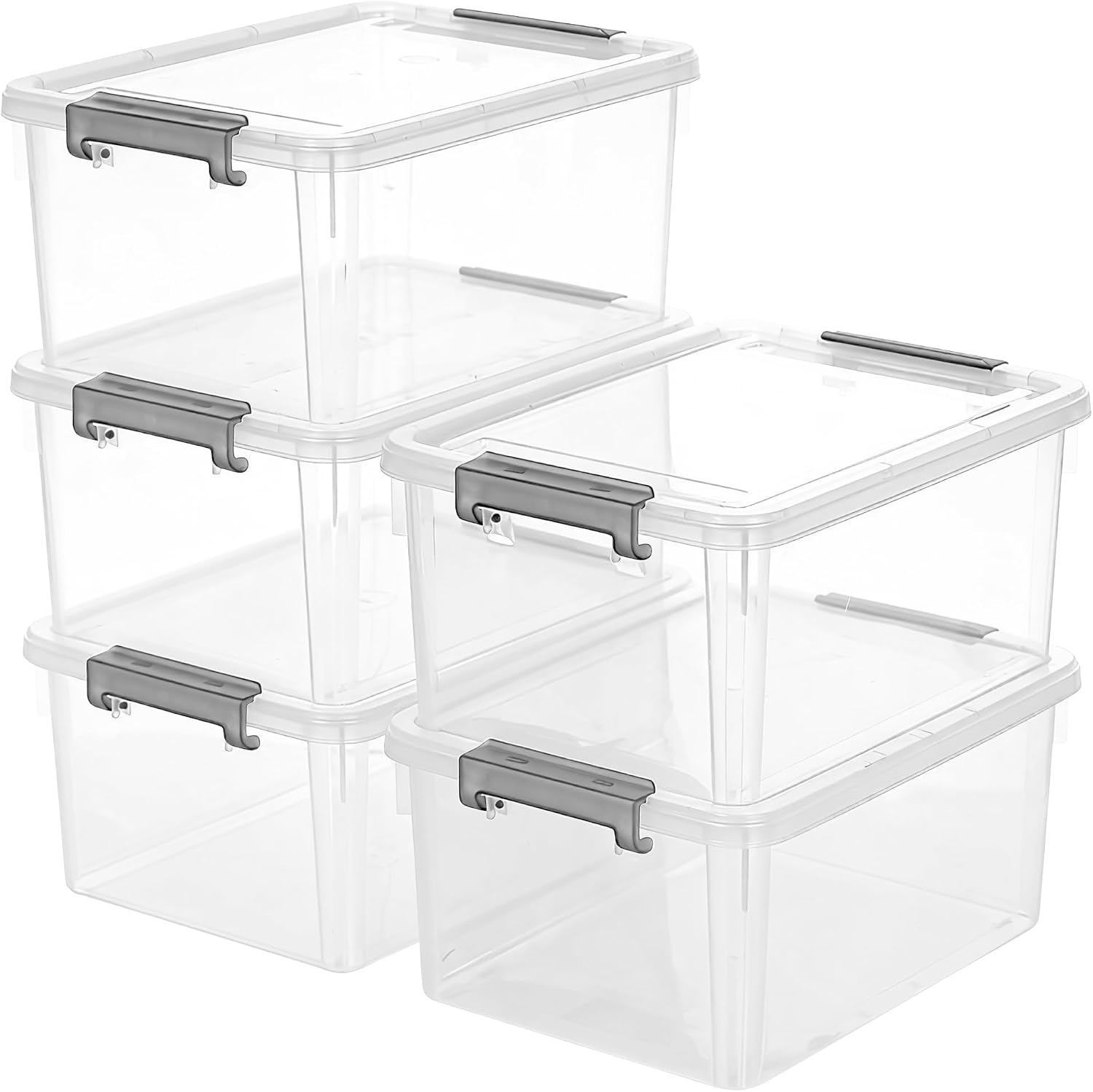 Citylife 10Packs 1.3Qt Small Storage Bins with Lids,Stackable Clear